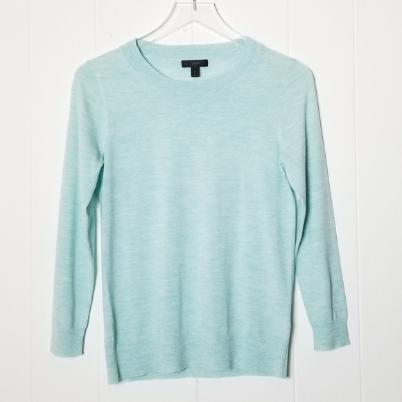 J. Crew Sweaters - J.CREW Merino Wool Sweater Heathered Aqua Sz.S